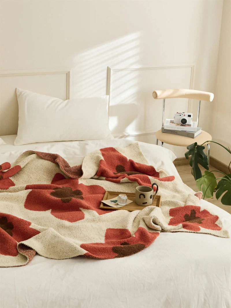Cozy Bloom Plush Knit Throw Blanket