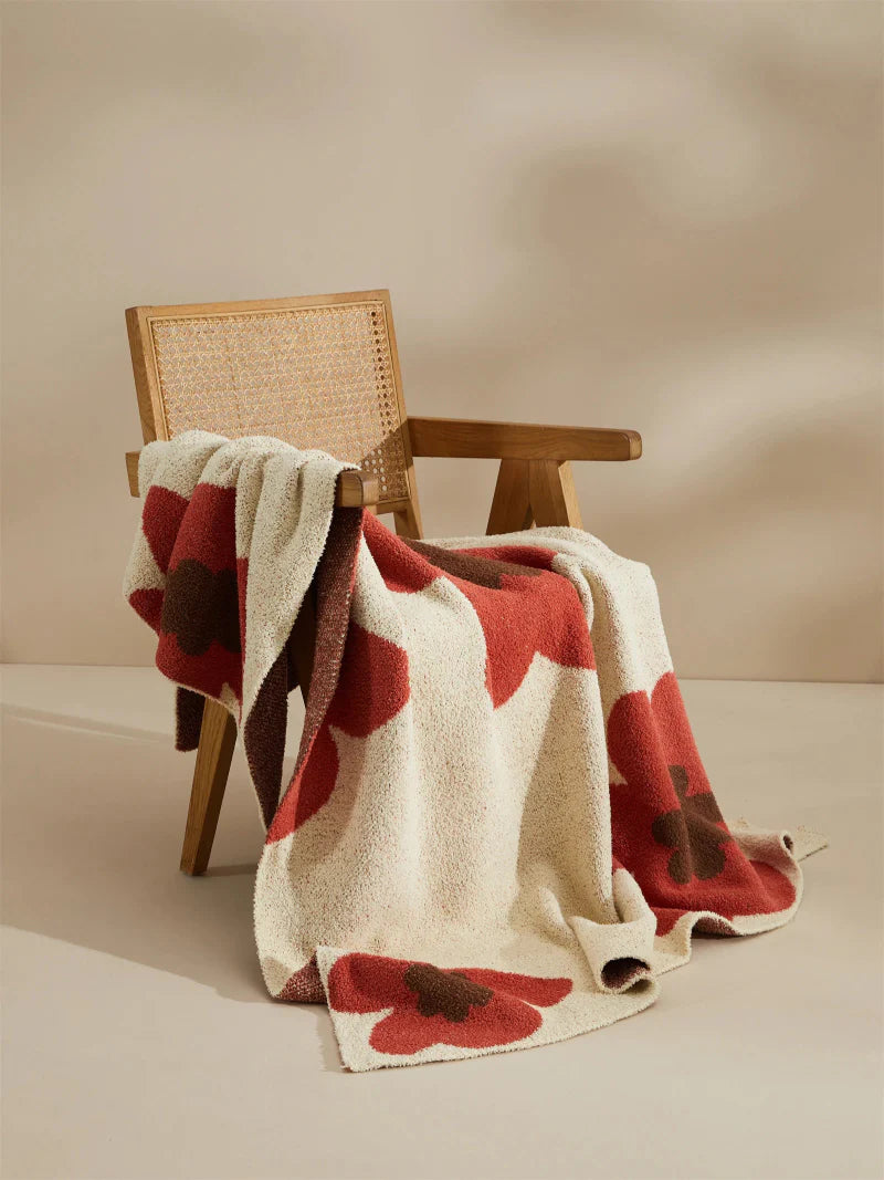 Cozy Bloom Plush Knit Throw Blanket