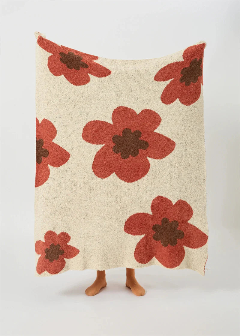 Cozy Bloom Plush Knit Throw Blanket