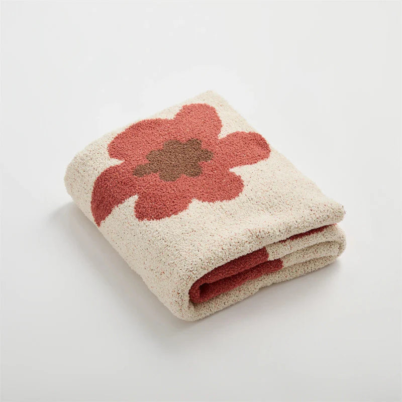 Cozy Bloom Plush Knit Throw Blanket