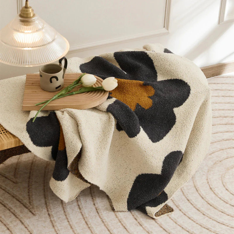Cozy Bloom Plush Knit Throw Blanket