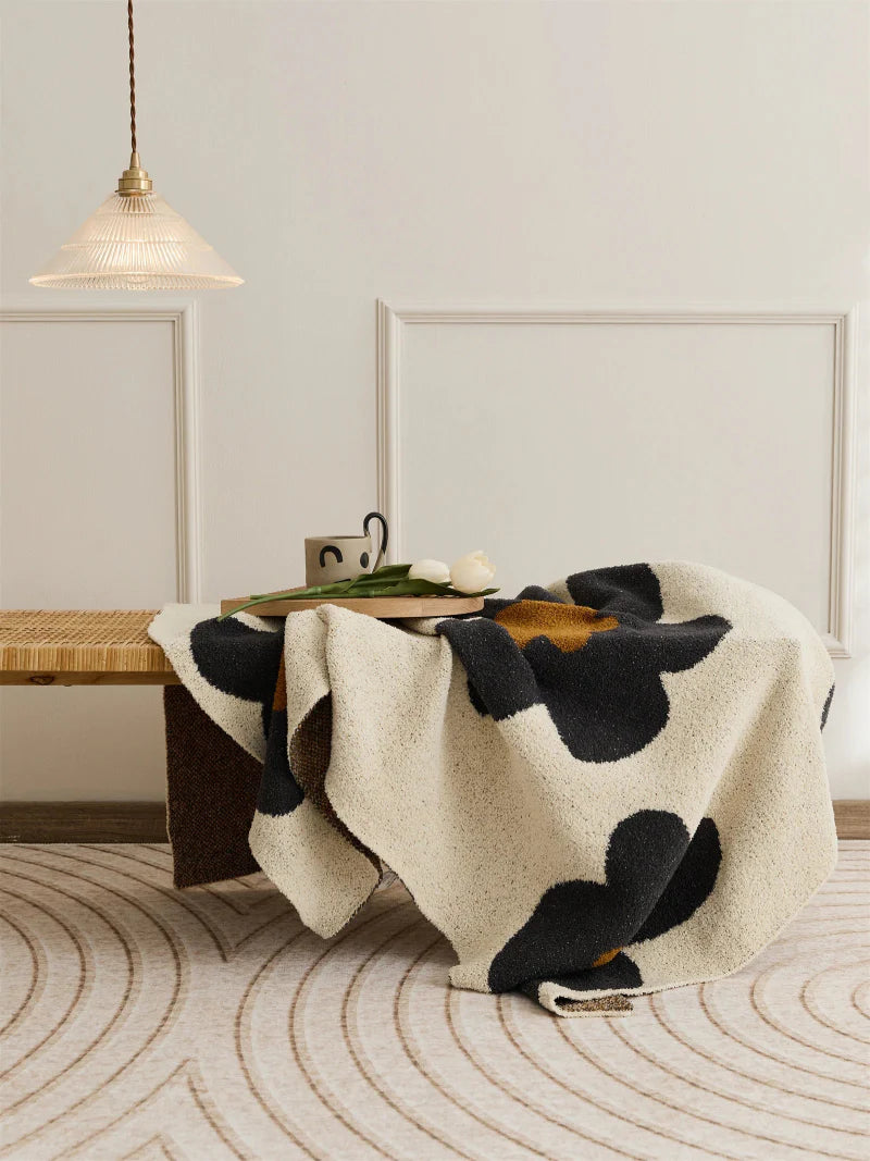 Cozy Bloom Plush Knit Throw Blanket