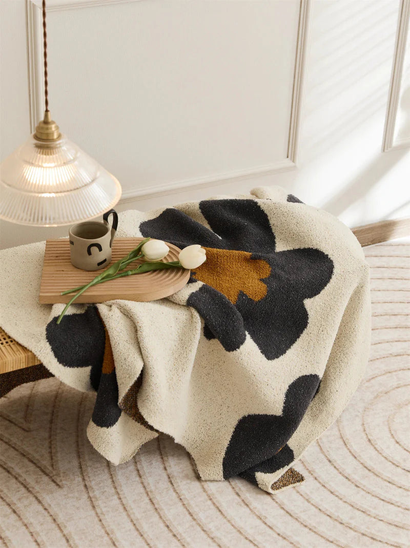 Cozy Bloom Plush Knit Throw Blanket