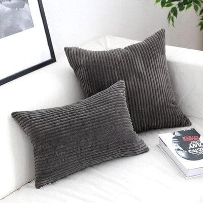 Cozy Corduroy Cushion Covers Dark Grey