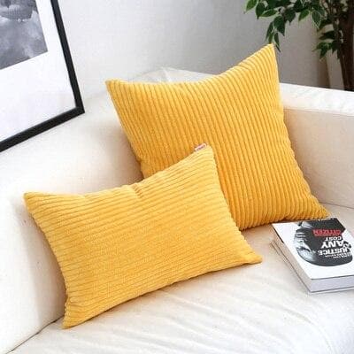 Cozy Corduroy Cushion Covers Yellow