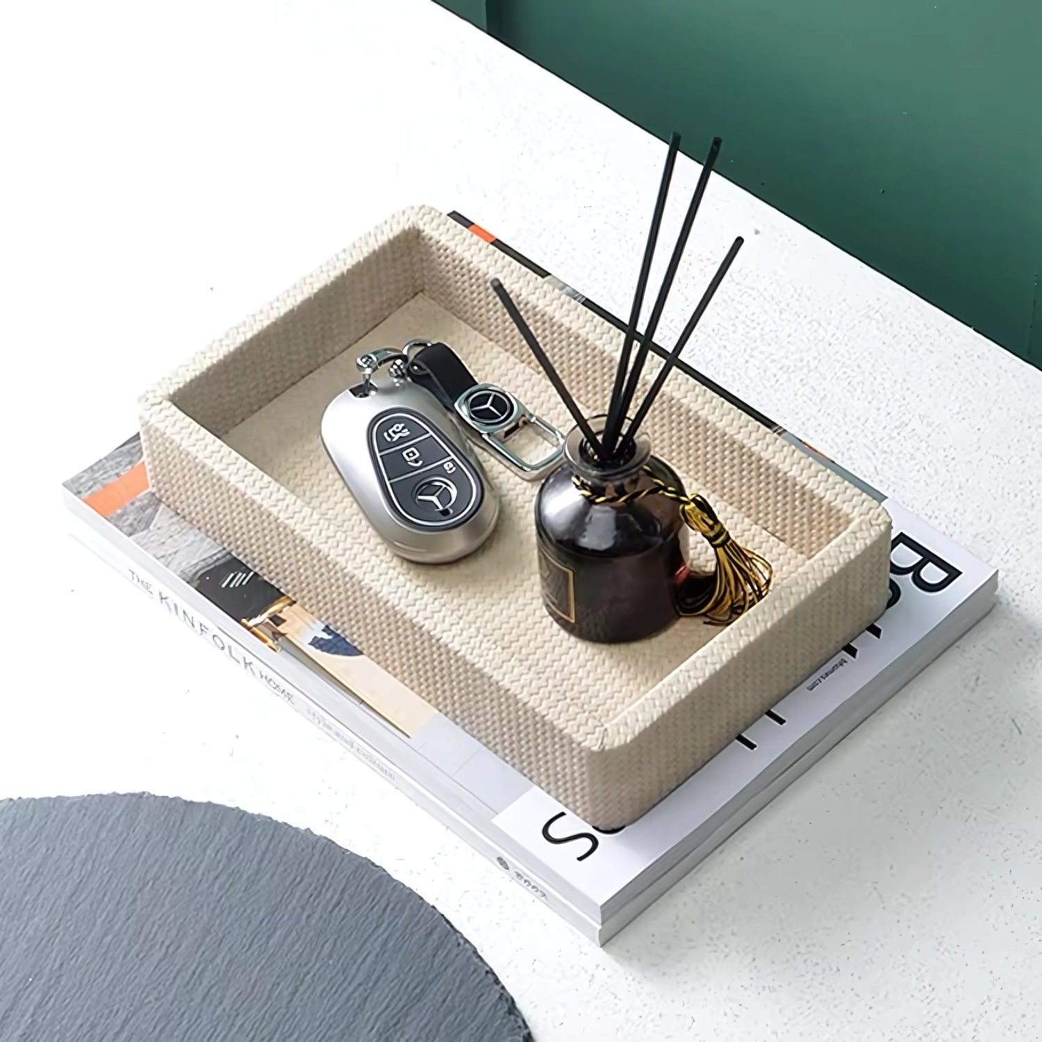 Croc Luxe Organiser Tray Box Ivory Weave