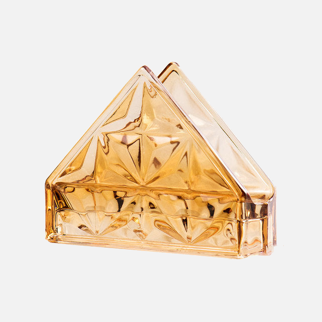 Crown Jewels Glass Napkin Holder Triangle Gold