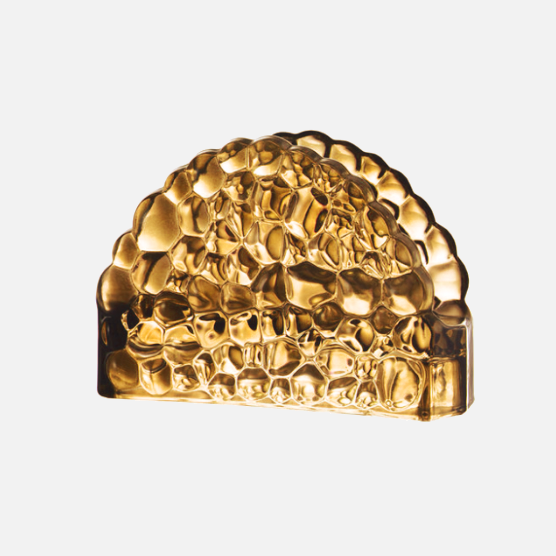 Crown Jewels Glass Napkin Holder Semi-Circle Gold