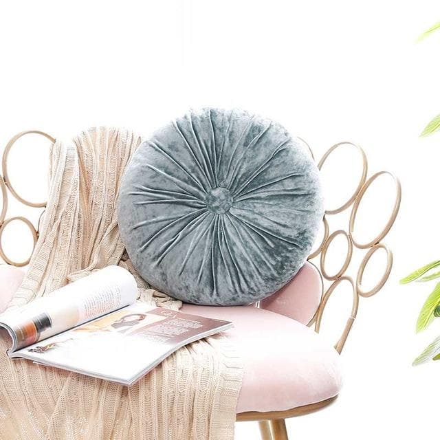 Crushed Velvet Round Pillow Powder Blue