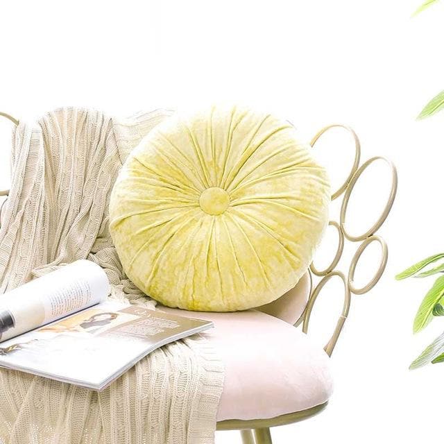 Crushed Velvet Round Pillow Yellow