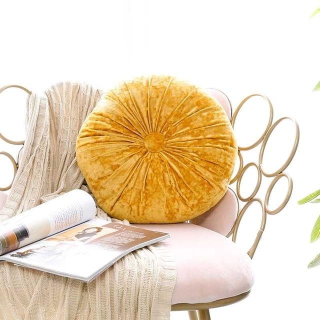 Crushed Velvet Round Pillow Marigold