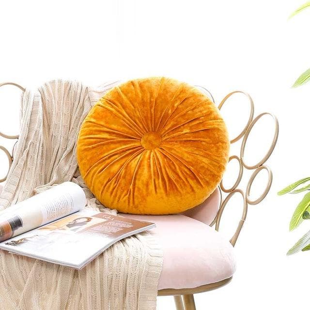 Crushed Velvet Round Pillow Orange