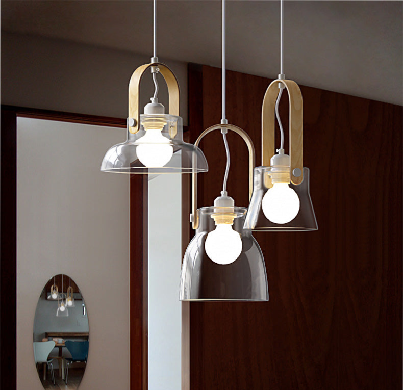 Crystal Castle Wood & Glass LED Pendant Lamp