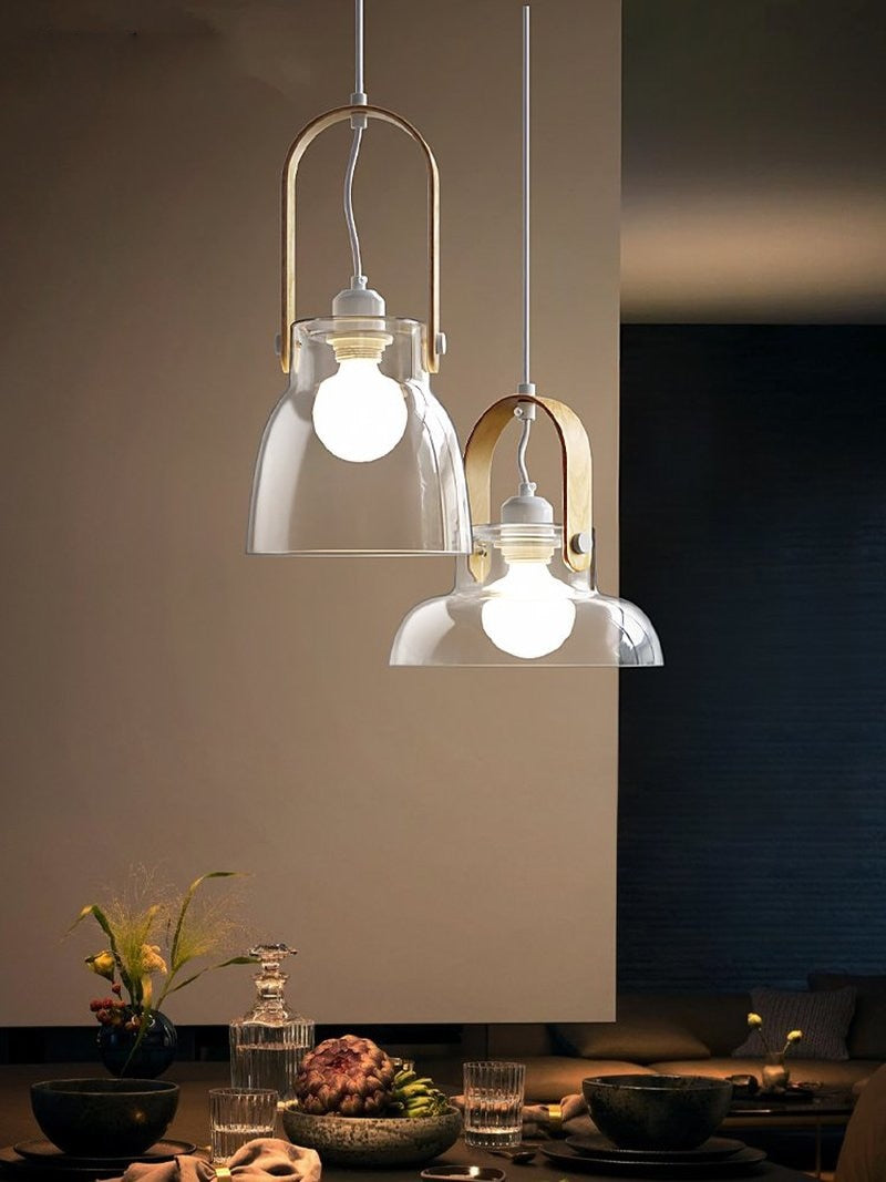 Crystal Castle Wood & Glass LED Pendant Lamp