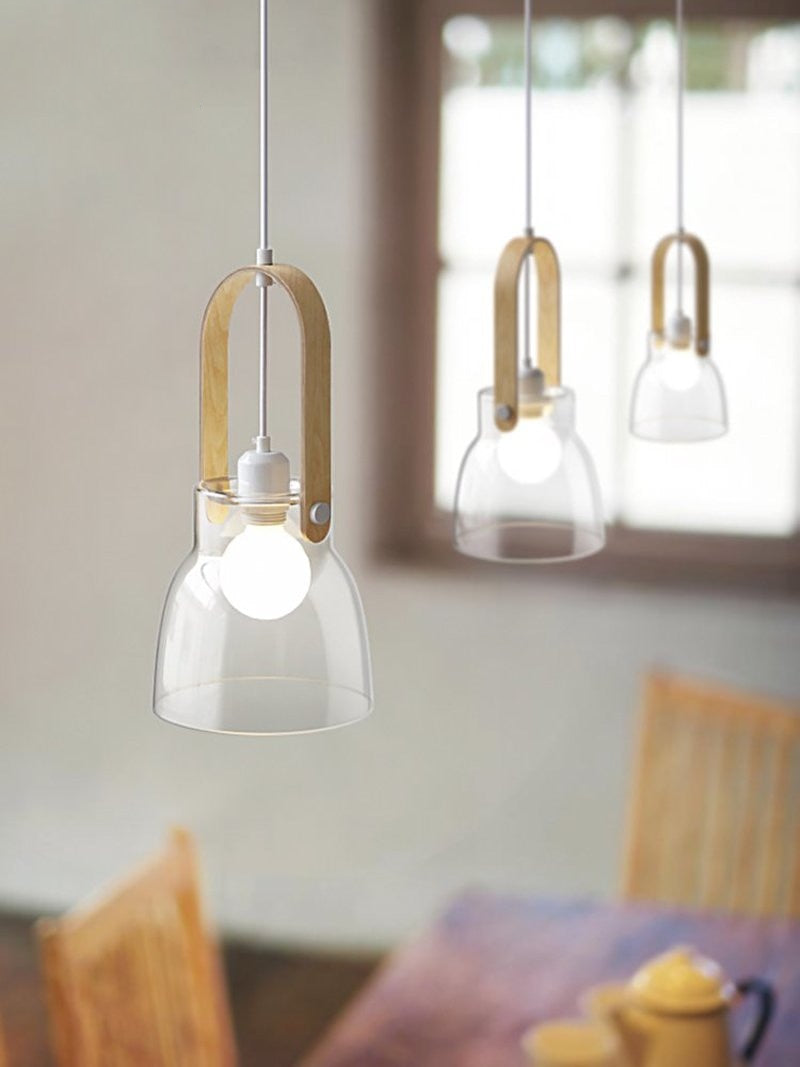 Crystal Castle Wood & Glass LED Pendant Lamp