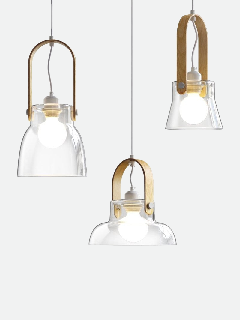 Crystal Castle Wood & Glass LED Pendant Lamp