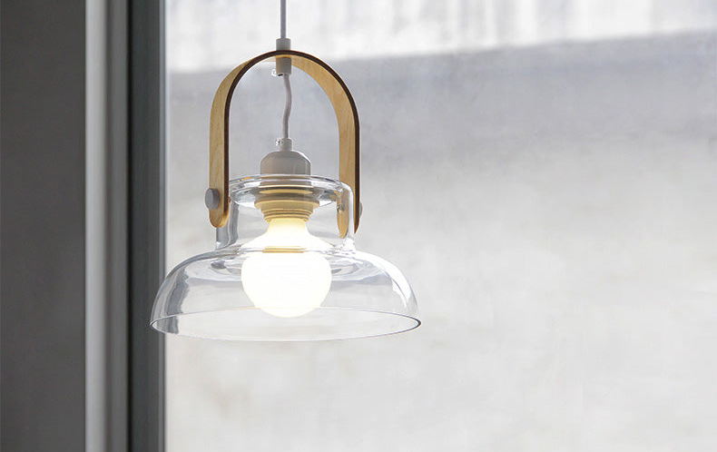 Crystal Castle Wood & Glass LED Pendant Lamp
