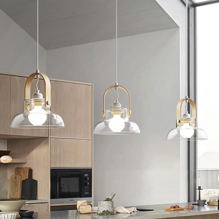 Crystal Castle Wood & Glass LED Pendant Lamp