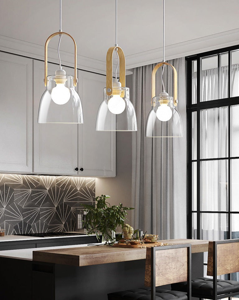Crystal Castle Wood & Glass LED Pendant Lamp