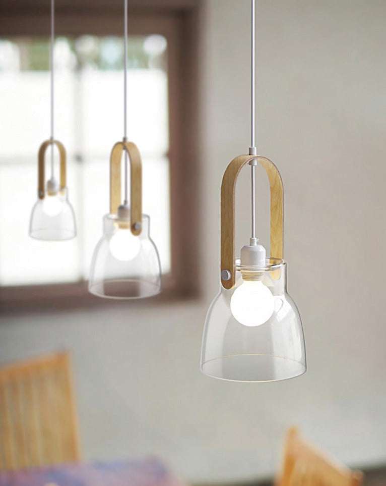 Crystal Castle Wood & Glass LED Pendant Lamp