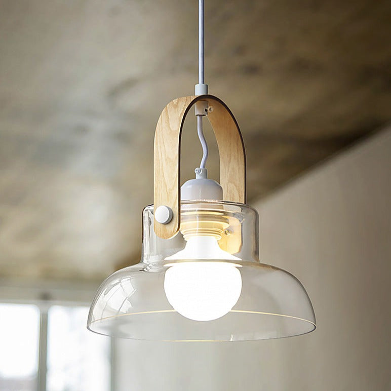 Crystal Castle Wood & Glass LED Pendant Lamp