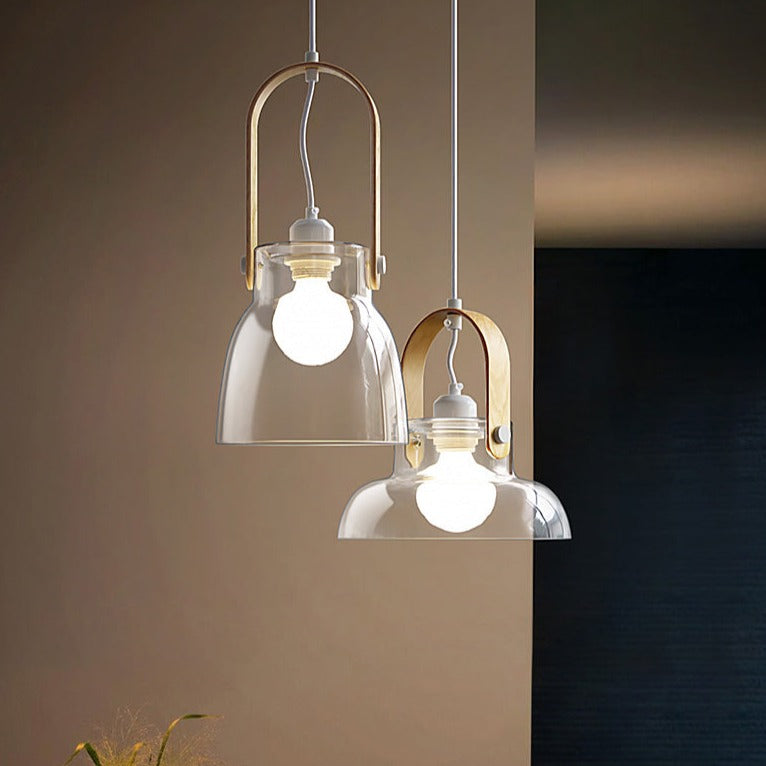 Crystal Castle Wood & Glass LED Pendant Lamp