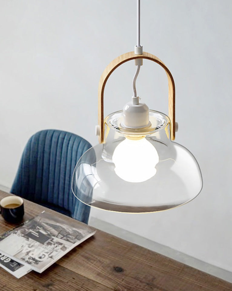 Crystal Castle Wood & Glass LED Pendant Lamp