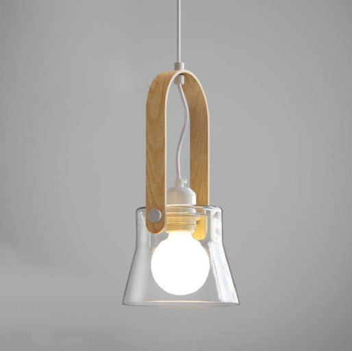 Crystal Castle Wood & Glass LED Pendant Lamp