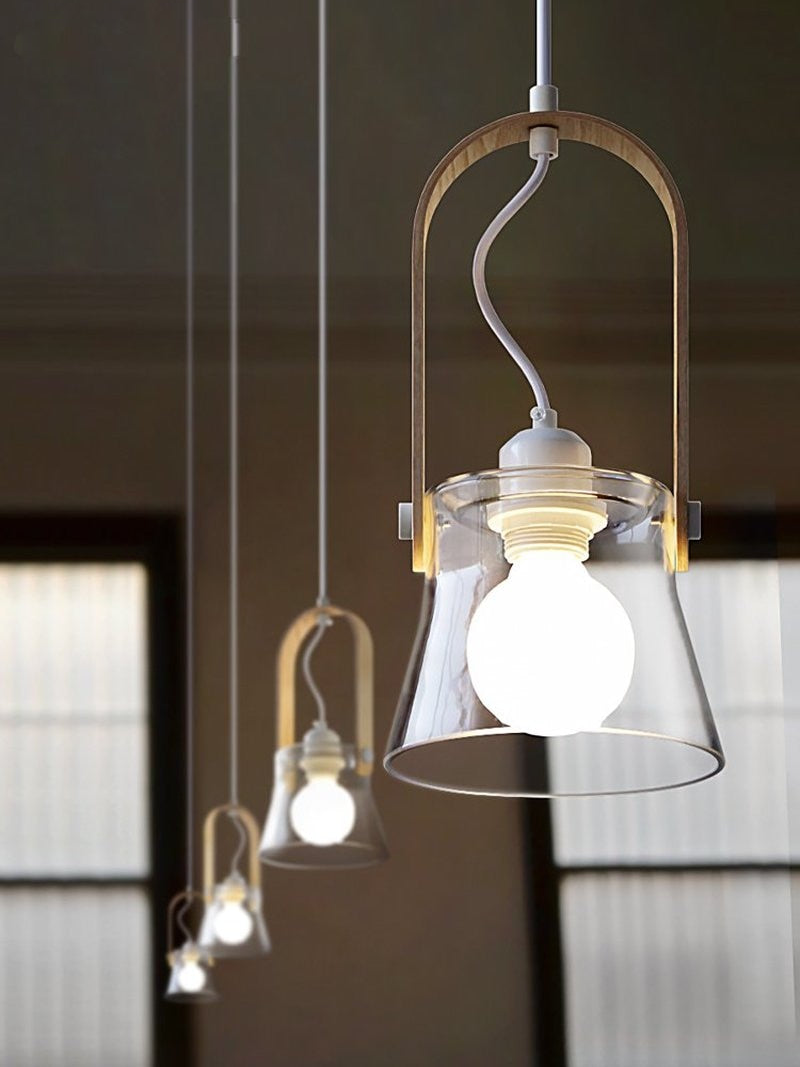 Crystal Castle Wood & Glass LED Pendant Lamp