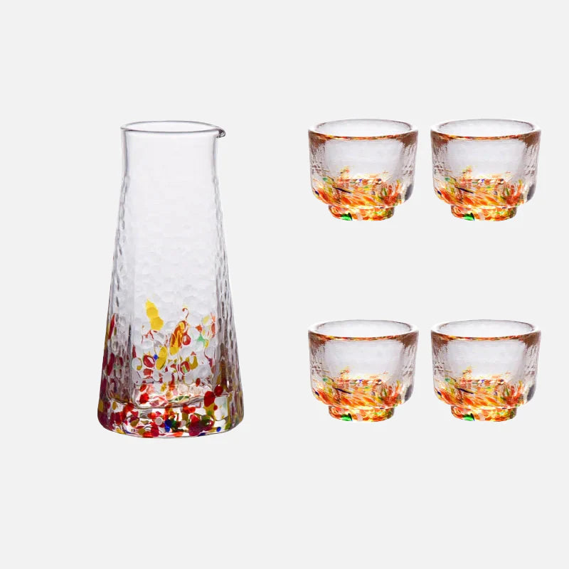 Crystal Sake 5-Pc Glass and Decanter Set Multi-color