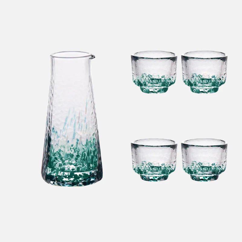 Crystal Sake 5-Pc Glass and Decanter Set Green