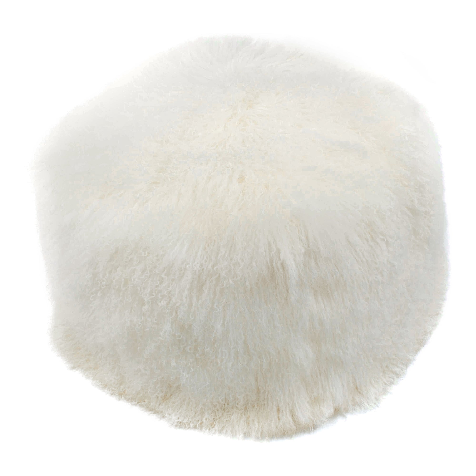 Curly Lamb Fur Square Pouf Cream