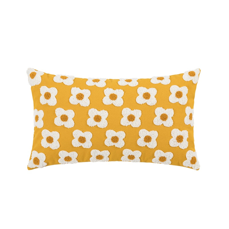 Daisy Embroidered Lumbar Pillow Cover Lumbar Marigold