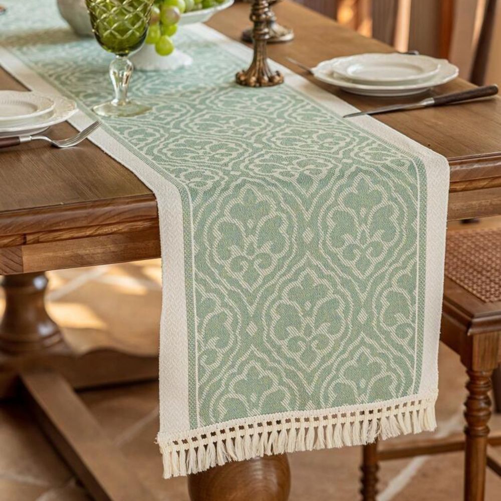 Damask Dune Table Runner Sage Green