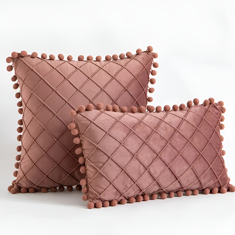 Quilted Luxe Cushion Cover Dark Pink 12"x20"