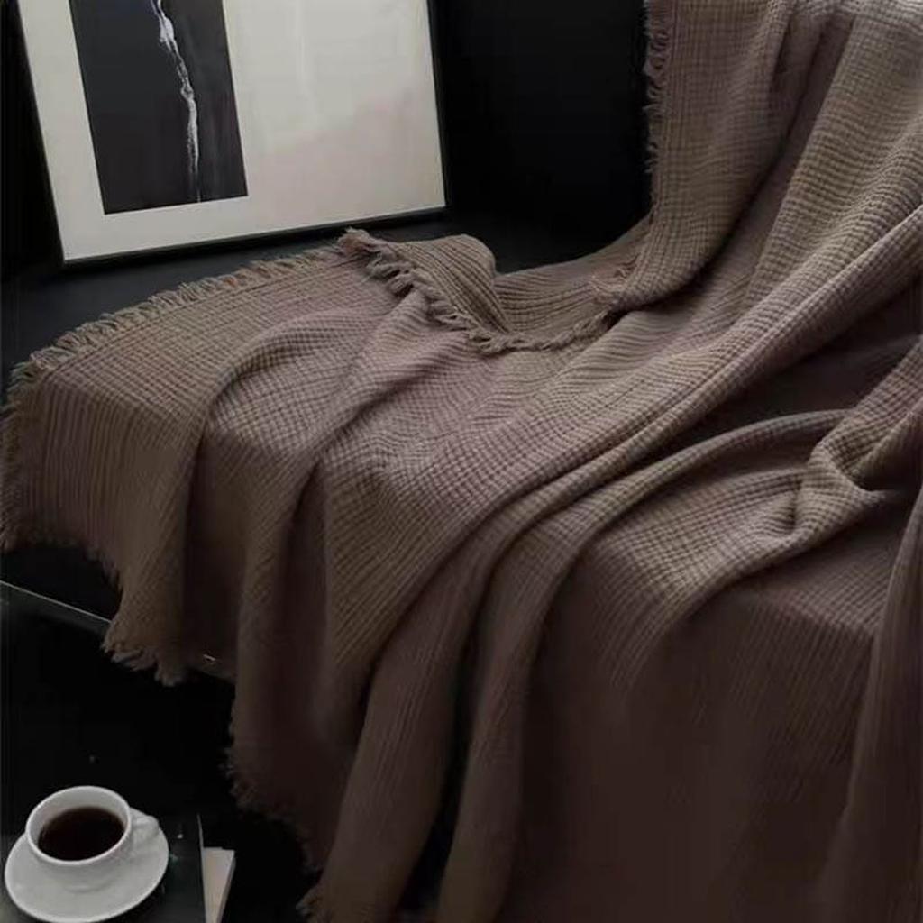 Dark Academia Collection Cotton Knitted Blanket Coffee
