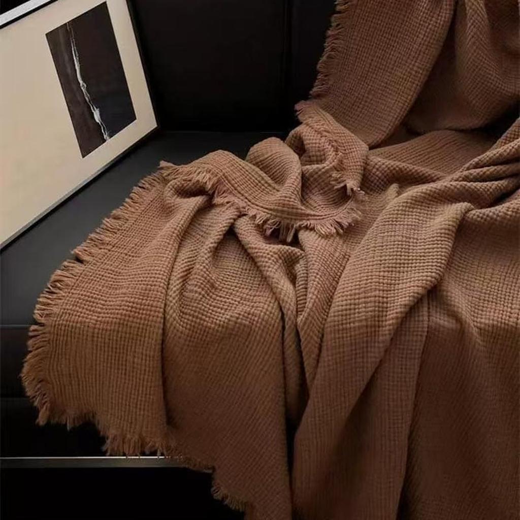 Dark Academia Collection Cotton Knitted Blanket Brick Red