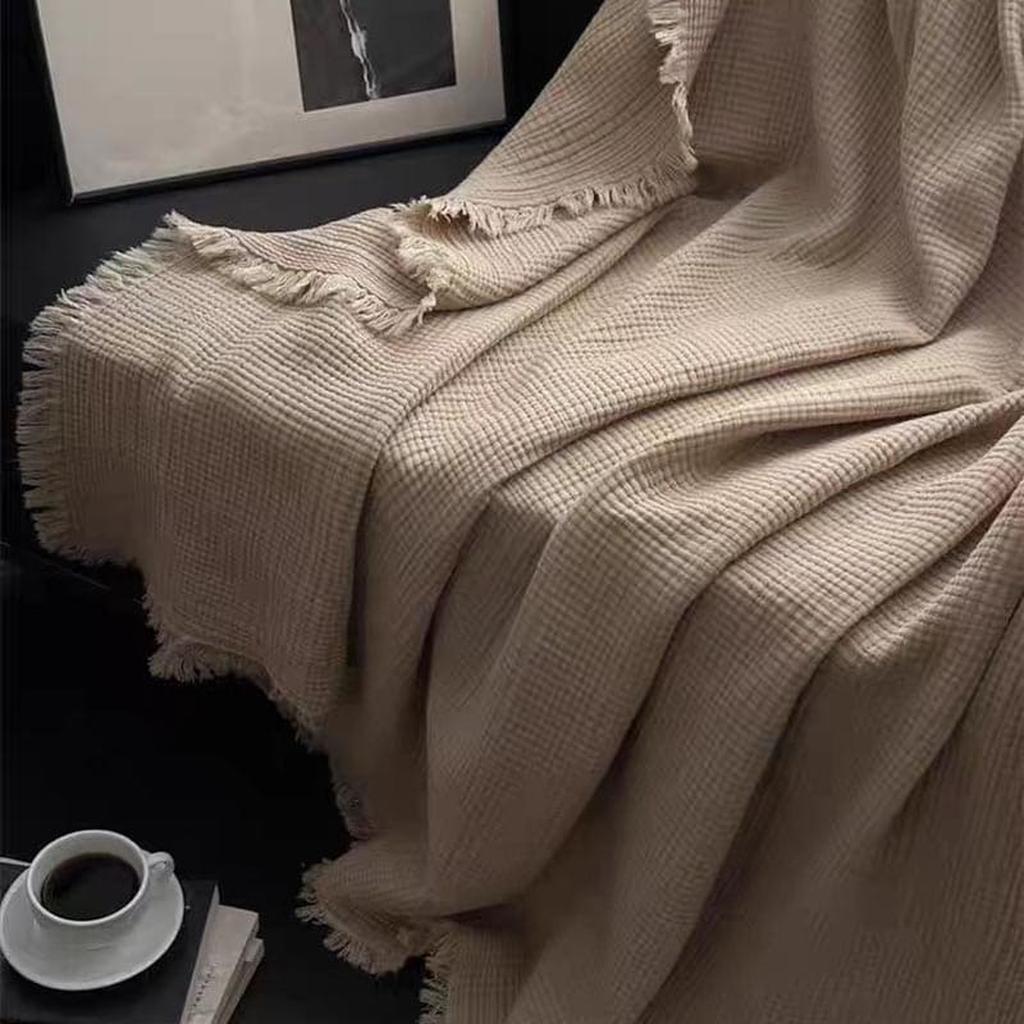 Dark Academia Collection Cotton Knitted Blanket Gray
