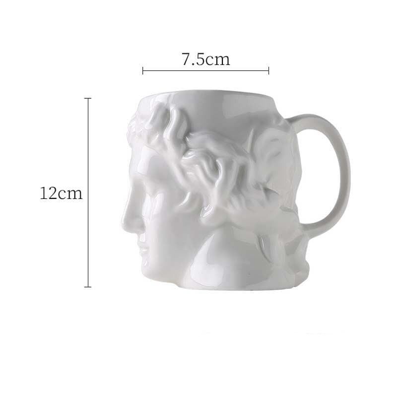David's Head Ceramic Porcelain Mug White