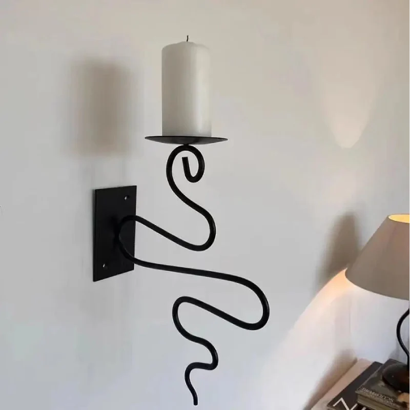 Deco Wave Iron Candle Holder Wall Mounted Candle Holder