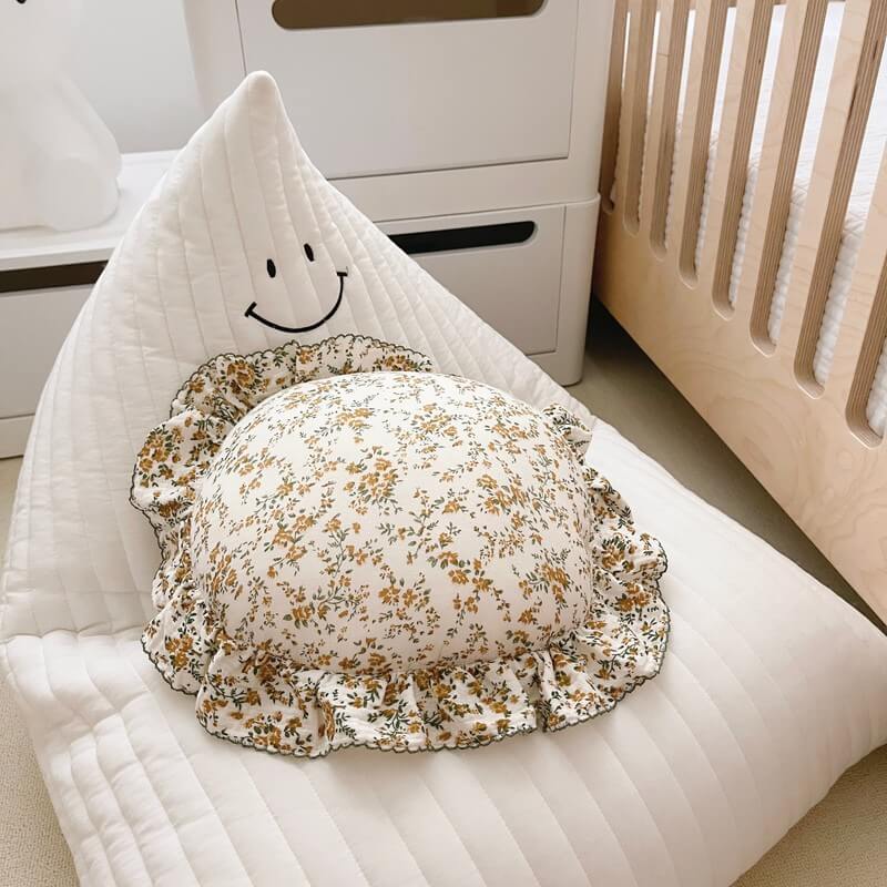Round Ruffle Decorative Pillows for Baby Nursery Hibiscus