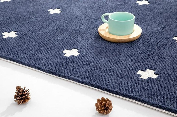 Deep Blue Patterned Area Rug