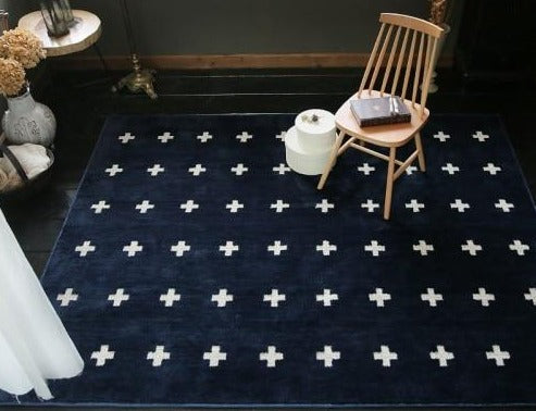 Deep Blue Patterned Area Rug