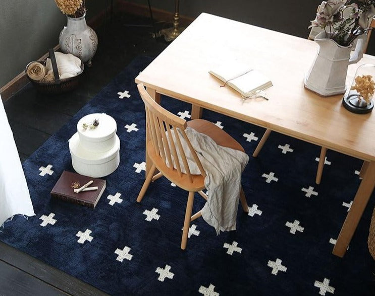 Deep Blue Patterned Area Rug