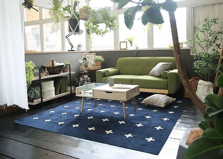 Deep Blue Patterned Area Rug