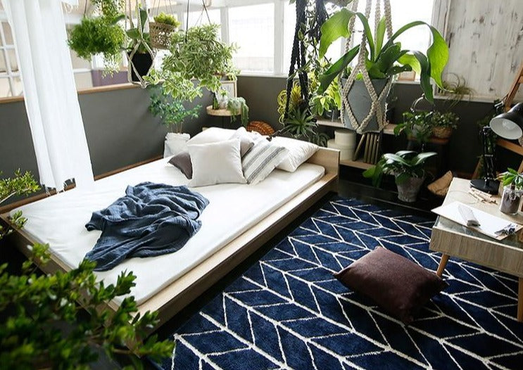Deep Blue Patterned Area Rug