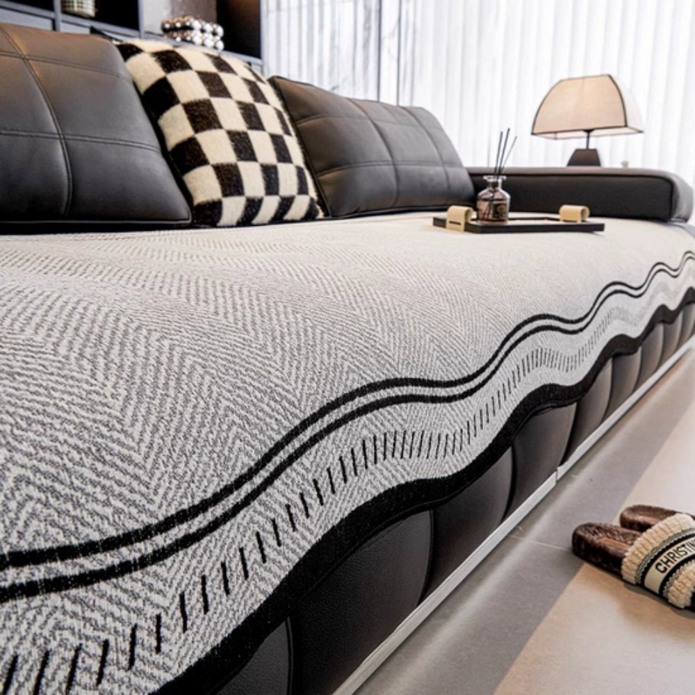 Modern Wave Anti-Slip Sofa Cover Stone Drift