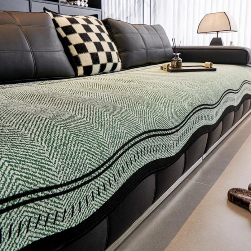 Modern Wave Anti-Slip Sofa Cover Verdant Weave