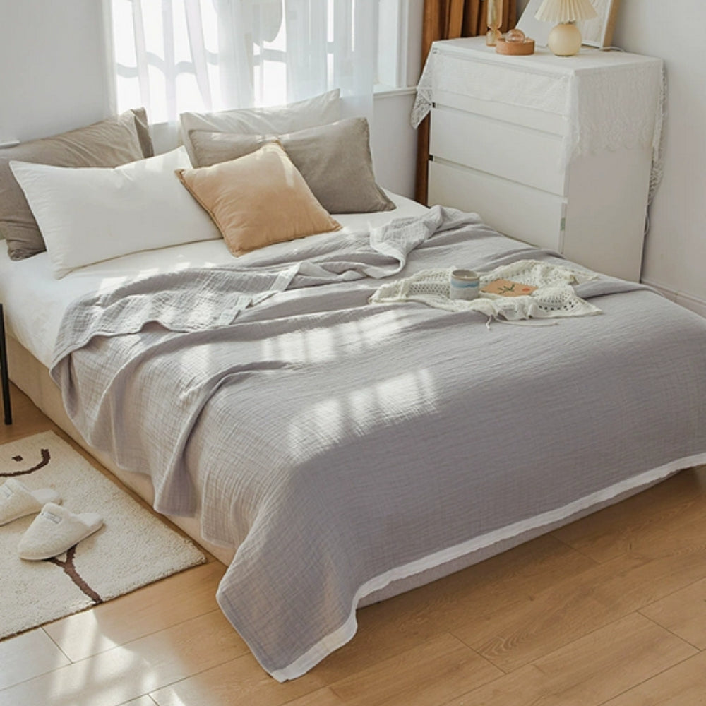 Deluxe Muslin Cotton Multi-Layer Blanket Gray