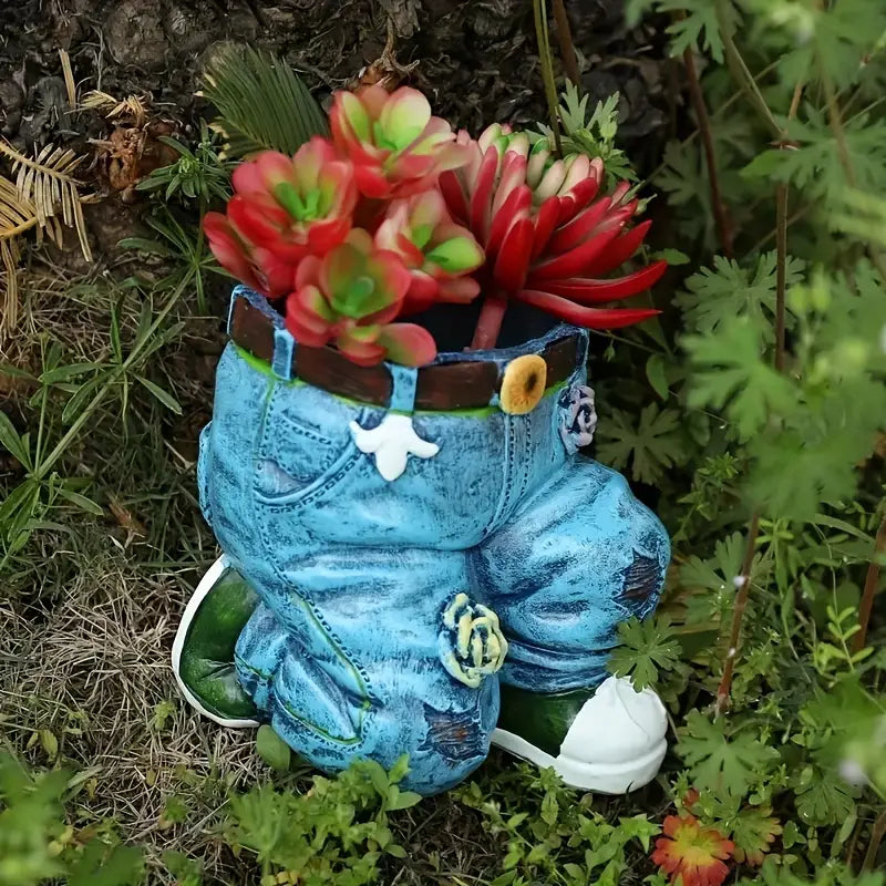 Retro Denim - Garden Planter Kneeling